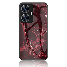 Silicone Frame Fashionable Pattern Mirror Case Cover for Realme C55 Red