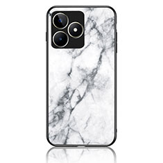 Silicone Frame Fashionable Pattern Mirror Case Cover for Realme C67 White