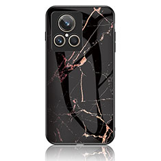 Silicone Frame Fashionable Pattern Mirror Case Cover for Realme GT2 Master Explorer Gold and Black