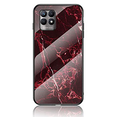 Silicone Frame Fashionable Pattern Mirror Case Cover for Realme Narzo 50 4G Red