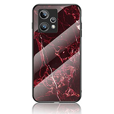 Silicone Frame Fashionable Pattern Mirror Case Cover for Realme Narzo 50 Pro 5G Red