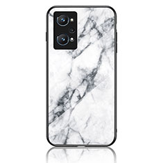 Silicone Frame Fashionable Pattern Mirror Case Cover for Realme Q5 Pro 5G White