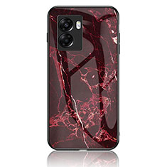 Silicone Frame Fashionable Pattern Mirror Case Cover for Realme Q5i 5G Red