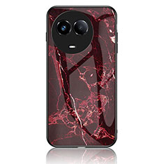 Silicone Frame Fashionable Pattern Mirror Case Cover for Realme V50 5G Red