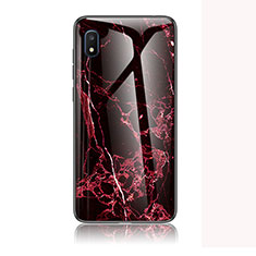 Silicone Frame Fashionable Pattern Mirror Case Cover for Samsung Galaxy A10e Red