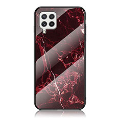 Silicone Frame Fashionable Pattern Mirror Case Cover for Samsung Galaxy A22 4G Red