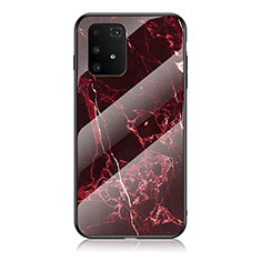 Silicone Frame Fashionable Pattern Mirror Case Cover for Samsung Galaxy A91 Red