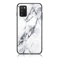 Silicone Frame Fashionable Pattern Mirror Case Cover for Samsung Galaxy F02S SM-E025F White