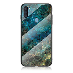 Silicone Frame Fashionable Pattern Mirror Case Cover for Samsung Galaxy M11 Blue