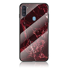 Silicone Frame Fashionable Pattern Mirror Case Cover for Samsung Galaxy M11 Red