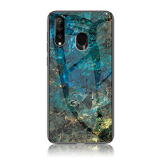 Silicone Frame Fashionable Pattern Mirror Case Cover for Samsung Galaxy M30 Blue