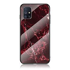 Silicone Frame Fashionable Pattern Mirror Case Cover for Samsung Galaxy M31s Red