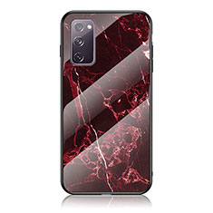 Silicone Frame Fashionable Pattern Mirror Case Cover for Samsung Galaxy S20 FE 4G Red