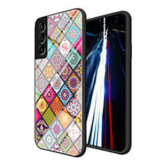 Silicone Frame Fashionable Pattern Mirror Case Cover for Samsung Galaxy S21 FE 5G Colorful