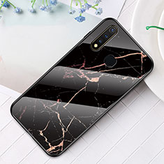 Silicone Frame Fashionable Pattern Mirror Case Cover for Vivo iQOO U3 4G Gold and Black