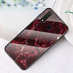 Silicone Frame Fashionable Pattern Mirror Case Cover for Vivo iQOO U3 4G Red