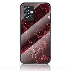 Silicone Frame Fashionable Pattern Mirror Case Cover for Vivo iQOO Z6 5G Red