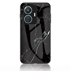 Silicone Frame Fashionable Pattern Mirror Case Cover for Vivo T1 4G Black