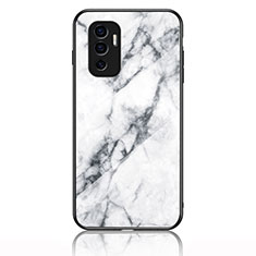 Silicone Frame Fashionable Pattern Mirror Case Cover for Vivo V23e 5G White