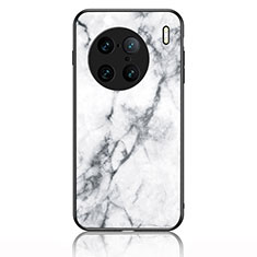 Silicone Frame Fashionable Pattern Mirror Case Cover for Vivo X90 Pro+ Plus 5G White