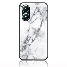 Silicone Frame Fashionable Pattern Mirror Case Cover for Vivo Y02S White