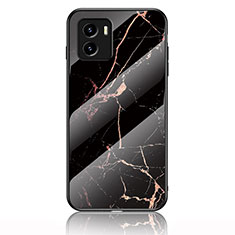 Silicone Frame Fashionable Pattern Mirror Case Cover for Vivo Y10 Gold and Black