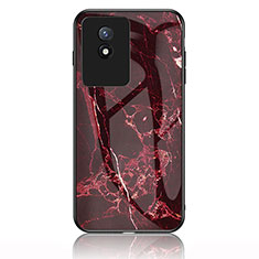 Silicone Frame Fashionable Pattern Mirror Case Cover for Vivo Y11 (2023) Red