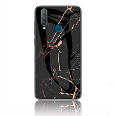 Silicone Frame Fashionable Pattern Mirror Case Cover for Vivo Y11 Gold and Black