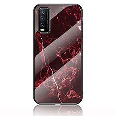 Silicone Frame Fashionable Pattern Mirror Case Cover for Vivo Y12A Red