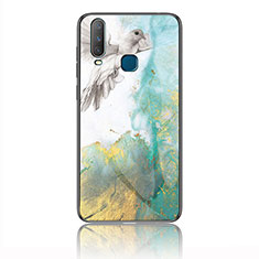 Silicone Frame Fashionable Pattern Mirror Case Cover for Vivo Y15 Green