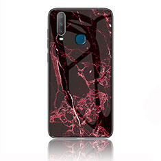 Silicone Frame Fashionable Pattern Mirror Case Cover for Vivo Y15 Red