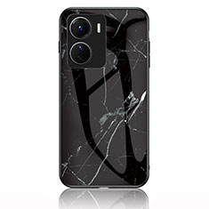 Silicone Frame Fashionable Pattern Mirror Case Cover for Vivo Y16 Black