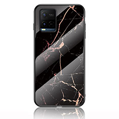 Silicone Frame Fashionable Pattern Mirror Case Cover for Vivo Y21G Black