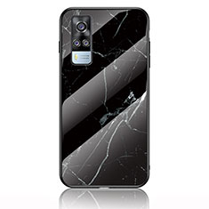 Silicone Frame Fashionable Pattern Mirror Case Cover for Vivo Y31 (2021) Black
