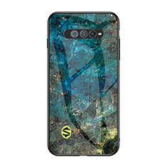 Silicone Frame Fashionable Pattern Mirror Case Cover for Xiaomi Black Shark 4S 5G Blue