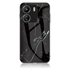 Silicone Frame Fashionable Pattern Mirror Case Cover for Xiaomi Poco C65 Black