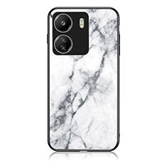 Silicone Frame Fashionable Pattern Mirror Case Cover for Xiaomi Poco C65 White