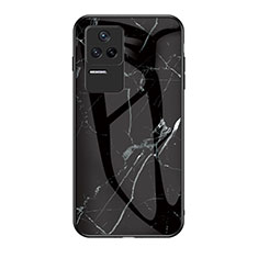 Silicone Frame Fashionable Pattern Mirror Case Cover for Xiaomi Poco F4 5G Black