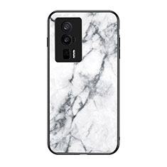 Silicone Frame Fashionable Pattern Mirror Case Cover for Xiaomi Poco F5 Pro 5G White