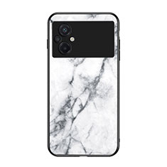 Silicone Frame Fashionable Pattern Mirror Case Cover for Xiaomi Poco M5 4G White