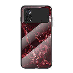 Silicone Frame Fashionable Pattern Mirror Case Cover for Xiaomi Poco X4 Pro 5G Red
