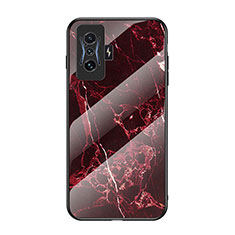 Silicone Frame Fashionable Pattern Mirror Case Cover for Xiaomi Redmi K50 Gaming 5G Red