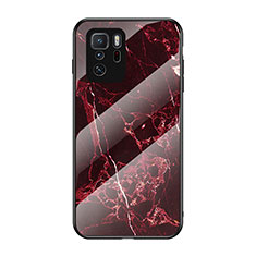 Silicone Frame Fashionable Pattern Mirror Case Cover for Xiaomi Redmi Note 10 Pro 5G Red