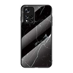 Silicone Frame Fashionable Pattern Mirror Case Cover for Xiaomi Redmi Note 11 5G Black