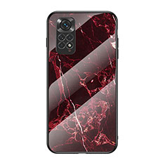 Silicone Frame Fashionable Pattern Mirror Case Cover for Xiaomi Redmi Note 11S 4G Red