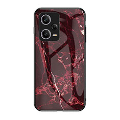 Silicone Frame Fashionable Pattern Mirror Case Cover for Xiaomi Redmi Note 12 Pro 5G Red