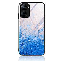 Silicone Frame Fashionable Pattern Mirror Case Cover JM1 for Realme 10S 5G Sky Blue