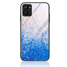 Silicone Frame Fashionable Pattern Mirror Case Cover JM1 for Realme C33 (2023) Sky Blue