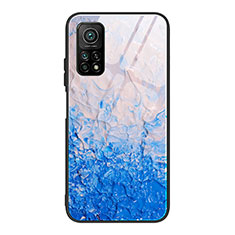 Silicone Frame Fashionable Pattern Mirror Case Cover JM1 for Xiaomi Mi 10T 5G Blue