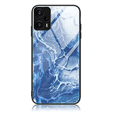 Silicone Frame Fashionable Pattern Mirror Case Cover JM1 for Xiaomi Poco F5 5G Blue